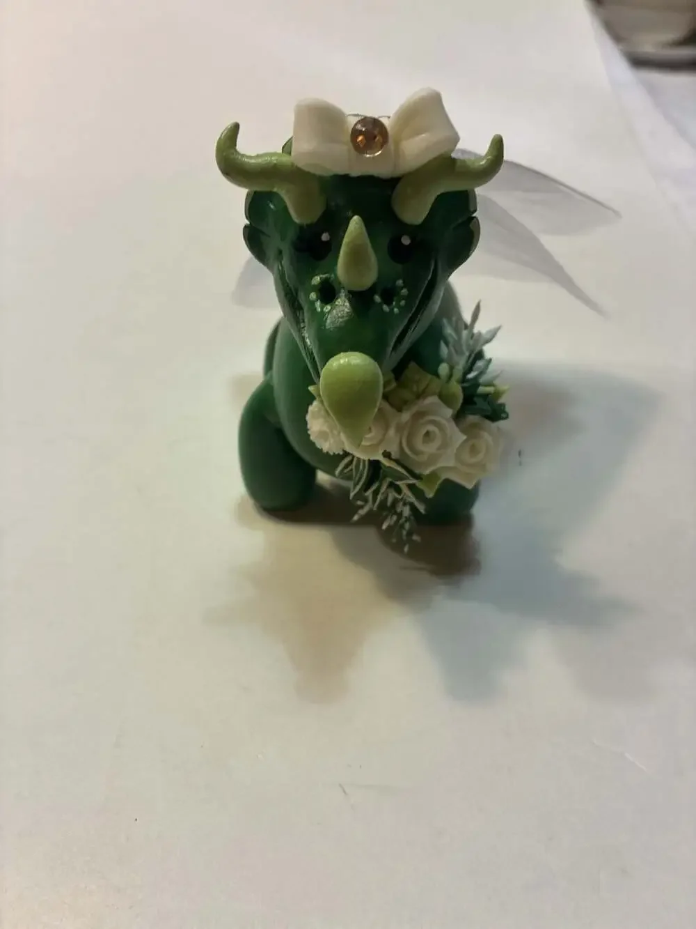 PerlillaPets Handmade Triceratops Wedding Cake Topper Set